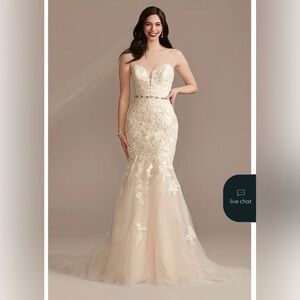 Oleg Cassini Cream Lace Wedding Dress CWG912